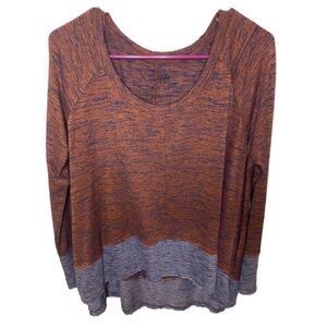 Orange and Blue marbled high low long sleeve shirt